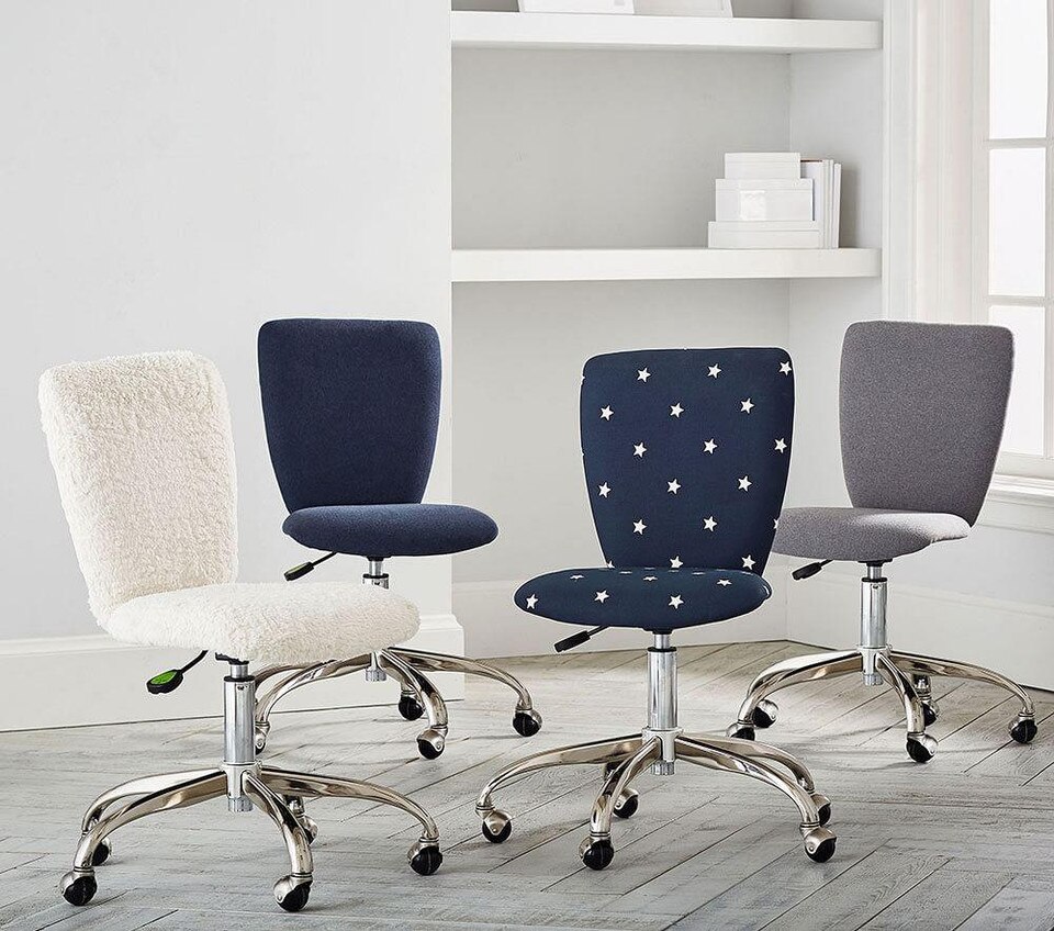 Square Upholstered Desk Chair, Brushed Nickel Base Pottery Barn Kids AU